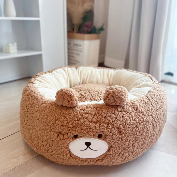 Cartoon Red Panda Plush Dog Nest Round Pet Bed