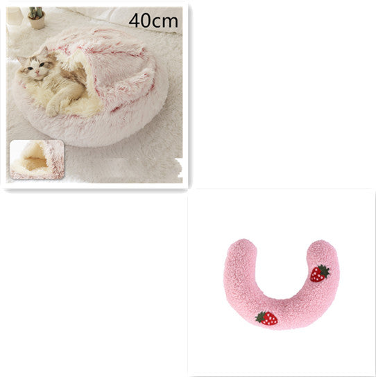 2-in-1 Dog and Cat Plush Round Winter Bed